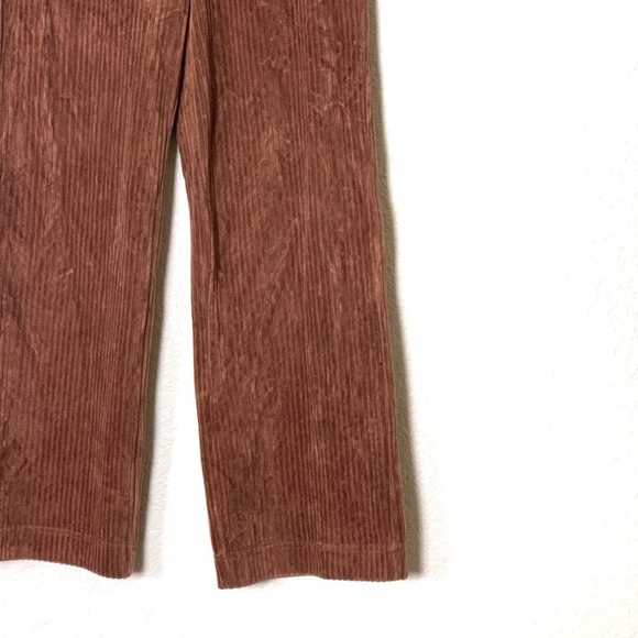 Brown corduroy high waisted elastic waist straight leg pants size small - Picture 4 of 8